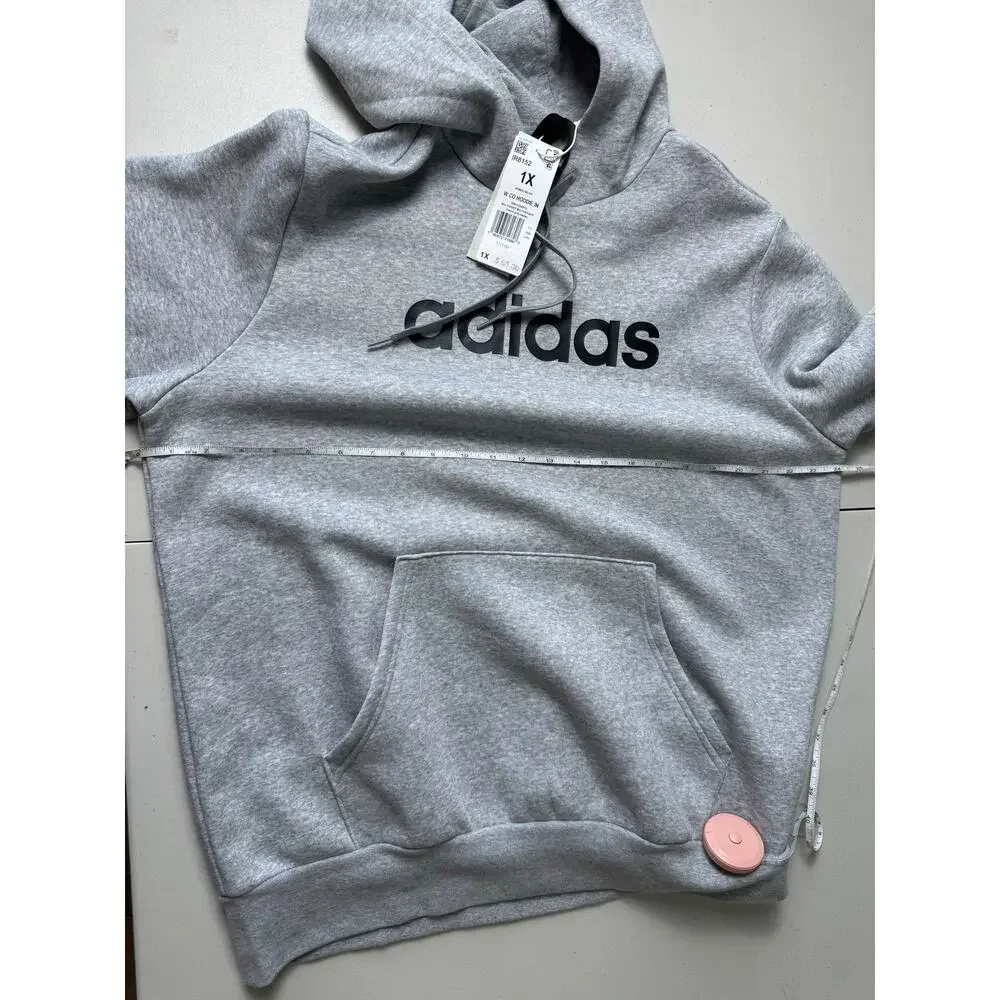 adidas Women's Essentials Logo Hoodie NWT GRAY PLUS SIZE 1X - Picture 7 of 7